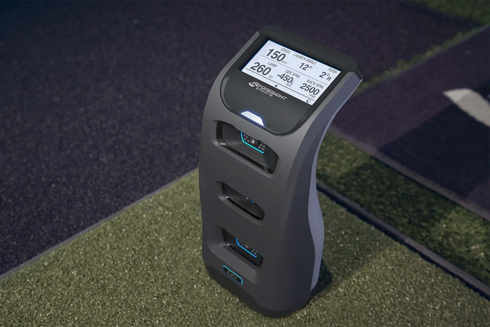 Foresight GC3 display screen close-up on turf